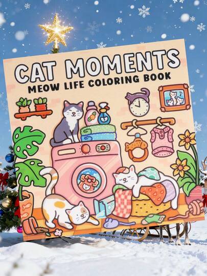 Cat Moments: Meow Life Coloring Book For Adults And Teens