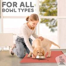 Dog Food - Raised Edges Dogs Food And Prevent Spill, Waterproof Food Mats Protect Floors, Easy Clean Dog Bowl Mats Food And, Silicone Pet Food Tray - 24" X 15" + Burnt Coral - View 6