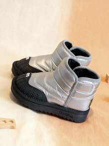 儿童冬季雪地靴 男女童保暖防水防滑户外鞋 - 銀色 - 查看 5