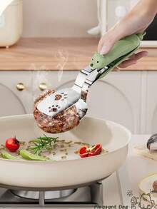 1个不锈钢鱼夹，厨房防烫烹饪钳，适用于牛排、烧烤、食物烧烤工具