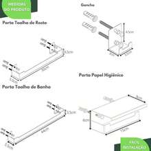 Kit Acessórios Banheiro 4 Peças Inox Dupla Fixação SF.ELG - Prata - Visão 6