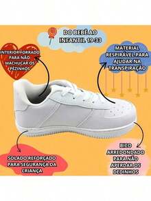 Tênis Infantil Confortável e Seguro | Esportivo, Macio e Antiderrapante - 18 ao 34 - Branco - Visão 3