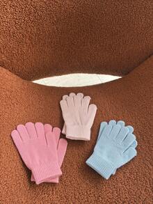 3 Paar Kinder Winter Zauberhandschuhe, Kinder dehnbare Zauberhandschuhe für Jungen oder Mädchen, gestrickte Handschuhe für 4-10 Jahre