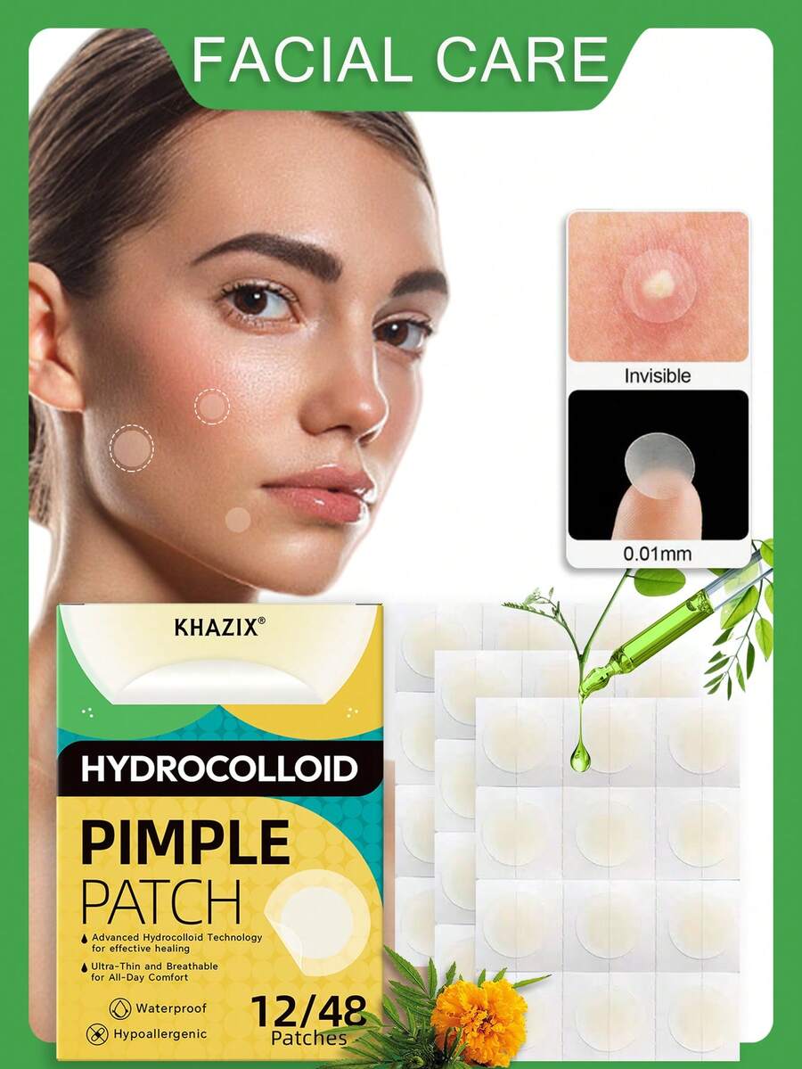 48 Stücke/12 Stücke traditionelle chinesische Medizin Akne Pflaster, mit Beifuß, Teebaum-Öl, Honig-Essenz, Hydrokolloid-Material, alkoholfrei, ermüdungslindernd, entspannend