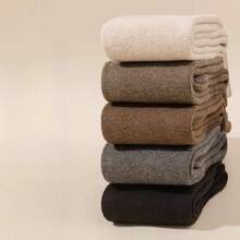 1 Pair Thigh High Thermal Lined Leg Warmers, Autumn/Winter Thick Warm Knee High Leg Warmers, Women Slimming Thermal Lined Tights, Thermal Lined Boot Leg Warmers, Winter Essential - Multicolor - View 4