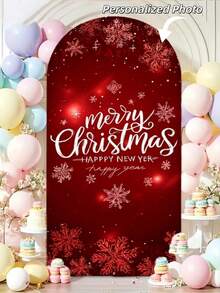 Customized Arch-Shaped Backdrop Curtain - Suitable For Christmas, Birthday, Wedding, Photo Booth And Other Party Decorations. No Electricity Required, Easy Installation, Indoor/Outdoor Use, Holiday Celebration, Festive Theme, Durable Material, Event Planning, Christmas Curtain, Christmas Stretch Curtain, Stretch Curtain, Photography Background, Arch-Shaped Backdrop Curtain, Photography Props - Multicolor - View 2