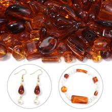 10-100 piezas/paquete Cuentas de ámbar acrílicas asimétricas, cuentas espaciadoras de formas múltiples, cuentas de joyería de moda casual para otoño/invierno en color marrón, cuentas sueltas para manualidades, pulseras, collares, joyería, decoración, colgantes, al por mayor - forma irregular de color ámbar - Ver 4