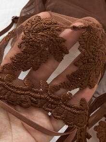 Bộ 2 món đồ ngủ nữ màu đỏ tía quyến rũ - Áo ngủ sang trọng, gợi cảm, áo ngực không tay thêu nơ, đồ mặc nhà mềm mại, thoải mái, phù hợp cho mọi mùa, váy mỏng xuyên thấu, quà tặng Giáng sinh & Halloween. - Cà phê nâu - Xem 8