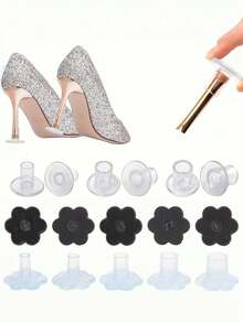 1/5 Pairs High-Heeled Shoes With Heel Covers, Protective Covers, Thin Heels, Anti Slip And Anti-Wear Wedding Shoes, Beach Grass Latin Dance Heel Covers, Noise-Proof Covers, Thickened Wear-Resistant And Noise-Proof Heel Covers, Protective Covers, Wear-Resistant And Anti Slip Heel Covers, Latin Dance High Heels Heel Pads, Fashionable Noise-Proof Heel Covers, Suitable For Weddings, Offices And Parties - Multicolor - View 9