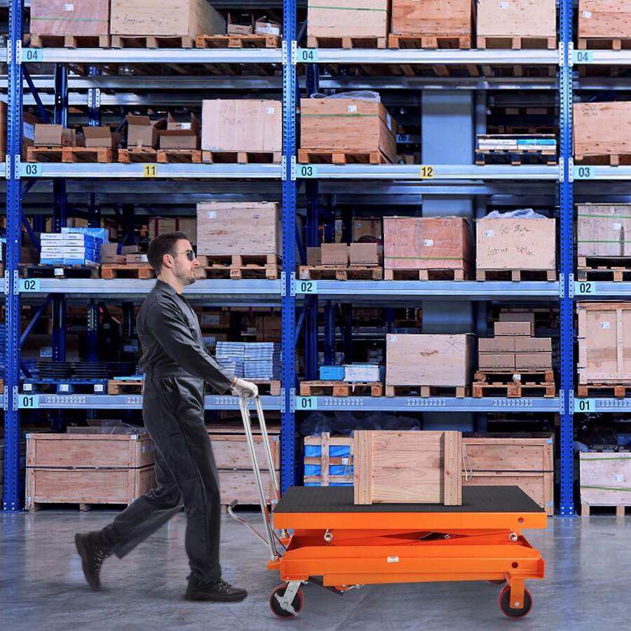 Carro de mesa elevadora hidráulica , capacidad de 1760 libras, altura de elevación de 59 pulgadas, mesa elevadora de tijera doble manual con 4 ruedas y almohadilla antideslizante, carro de tijera hidráulica para manejo y transporte de materiales - 59 pulgadas - Ver 1