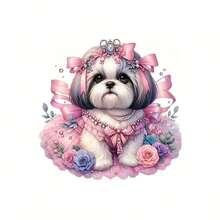 1张/2张/3张粉色小狗熨烫贴纸 - 热转印贴纸，适用于DIY枕头、T恤、衣服、帆布包、连帽衫、背包、牛仔裤