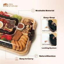 Bamboo Cheese Trays, Portable Food Trays, Suitable For Camping, Parties, And Restaurants | Holiday Appetizers, Cooked Food, And Snack Service Trays, Food Storage Trays, Bamboo Materials, Restaurants, Kitchens, Outdoors,New Year's Day/Valentine's Day/Ramadan. Health And Materials. - Multicolor - View 8