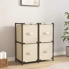 vidaXL 4-Korb Kommode Aus Stahl Und Stoff, Creme, 63*30*71 Cm - White - View 1