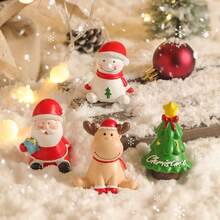 Christmas Decor Santa Claus & Snowman Resin Figurines, Cartoon Scene Decoration, Gift Ornaments - Multicolor - View 5