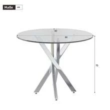 Dining Table Set (Including Dining Table And 2 Chairs), 80*80*75 Cm Tempered Glass Tabletop, Modern Dining Table, Galvanized Table Legs, Coffee Table, Black Dining Chairs, Silver Table Legs - Black,Silver - View 2