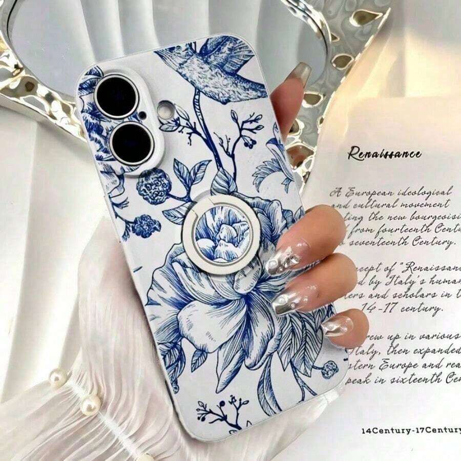 [Teléfono] Soporte de anillo de silicona, TPU antigolpes con agarre giratorio de 360°, cobertura total para phone 12, 13, 14, 15 y 16 (incluidos Pro/Pro/Plus). Colores: negro, blanco y azul. - Multicolor - Ver 1