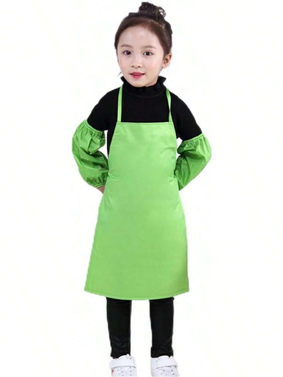 Baluue Delantal Infantil Impermeable De Tela No Tejida Para Pintura Y Cocina Ajustable Con Lazos Largos Fácil De Limpiar Para Niños En Manualidades Y Actividades Creativas - 1 - Ver 1