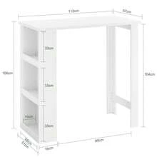 SoBuy FWT17-W, Kitchen Dining Table, Bar Table Coffee Table With 3-Tier Storage Rack, White - White - View 3