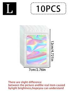 100/10 件透明窗口珠宝袋，渐变色珠宝密封袋，可重复使用，防尘防氧化，适用于戒指、耳环、项链、吊坠等珠宝、珠宝配饰整理、家居必需品、节日礼物。 - 彩色 - 查看 30