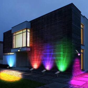 hooree 1pc Outdoor Solar Lawn Light, IP65 Waterproof 40 LEDs Multi-Color Solar Spotlight, Suitable For Garden Path, Villa Garage, Lawn, Park Walkway