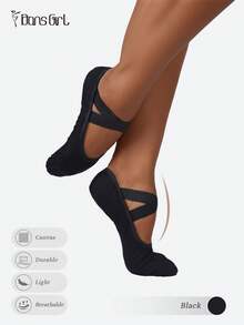 DonsGirl One Pair Of High Elastic Strong Wrapping Professional Ballet Shoes For Girls, Modern Dance Shoes, Classical Dance Shoes And Yoga Shoes - Black - View 8