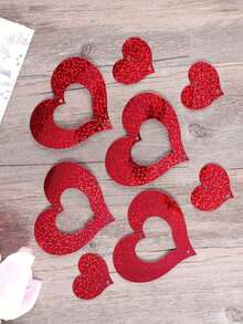 1set Valentine'S Day Red Heart Wreaths - Plastic Hanging Hearts With Ribbons - No Power Required - Suitable For Valentine'S Day, Weddings, Birthdays, Parties, And Couple Events