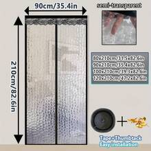 AIYYIPA 1pc Magnetic Door Curtain, Pet Friendly & Easy Installation, EVA Material, Semi-Transparent White Slat Design. With Geometric Pattern & Noise Reduction Details, Thermal Insulation, Suitable For Home Use, All Season & Pet Friendly Scenarios - Multicolor - View 5