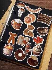 53张秋季美学贴纸礼品卡通装饰剪贴簿笔记本电脑行李箱吉他水杯手机壳DIY贴纸 - 彩色 - 查看 2