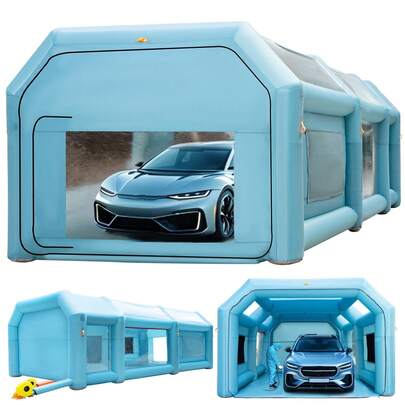 Portable Inflatable Paint Booth, 28x15x10ft Inflatable Spray Booth, Car Paint Tent With Air Filter System & 2 Blowers, Upgraded Blow Up Spray Booth Tent, Auto Paint Workstation, Car Parking Gara