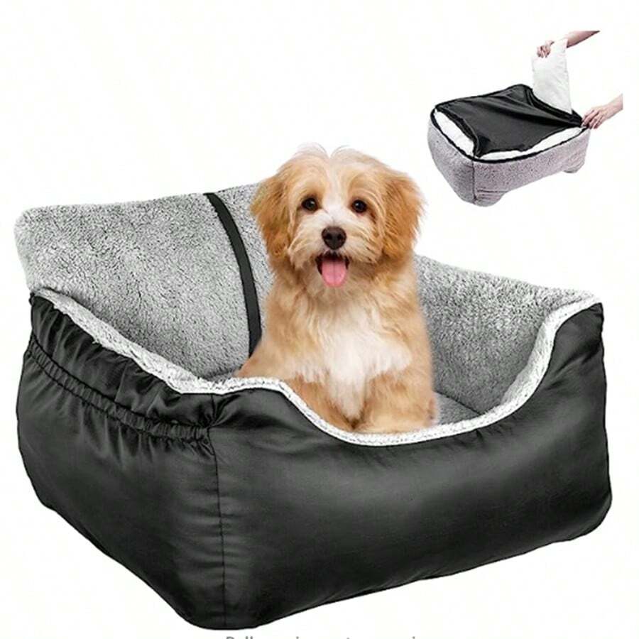 Dog Car Seat For Small Dogs, Soft Pet Car Travel Home Bed Under 25 Lbs, Fully Detachable And Washable Cat Booster Carseats With Storage Pockets And Clip-On Leash Portable Carrier - Red - View 1
