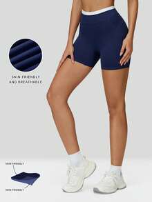 MFVIM Pantaloni scurți sport pentru femei, cu talie înaltă, mulați, în culori contrastante, potriviți pentru tenis, pickleball, ciclism, antrenamente la sală