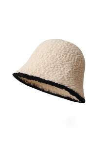 Sombrero de cubo de mujer de punto y felpa, cálido y a prueba de viento para otoño e invierno, sombrero de viaje versátil. Atuendo de clima frío para mujer - B - Ver 6