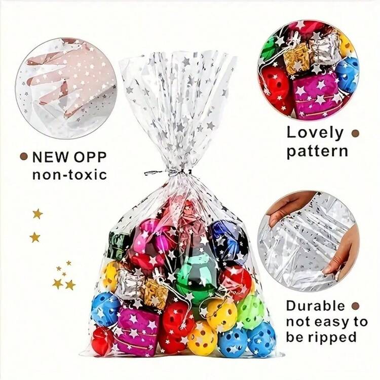 Star Shaped Transparent Resealable Bags - Reusable, Anti-Pollution OPP Plastic Gift Bags With Star Pattern, Suitable For Parties, Events And Crafts, Transparent Heart Design, Event Gift Bags | Heart Pattern Design | Plastic, Christmas, Halloween - Multicolor - View 3