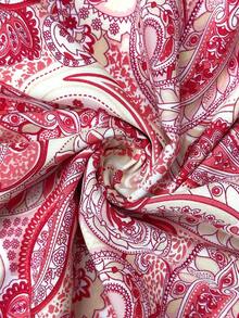 女士长款喇叭波西米亚风休闲半身裙，佩斯利印花宽松半身裙，腰部系带，乡村风沙滩装扮，适合节日度假 - 杏色 - 查看 8