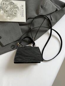 高品质口红袋，迷你方形包，新款纯色百搭手提包，女士包 - 黑色 - 查看 5