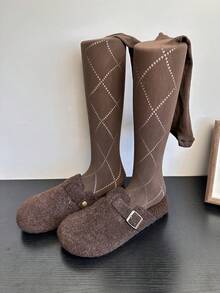 Retro Hollow-Out Diamond Pattern Base Tights, Sheer Thin Pantyhose, Women's Cozy Dark Gray High-Elastic Design, Non-Slip Crotch, Gray Tone Slimming Effect, Japanese JK Style With Straight Heel, Suitable For Layering And Outer Wear. - Multicolor - View 6