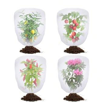 【白色PP网袋】耐用白色PP植物保护网袋 | 多功能防鸟防虫网，适用于树木、蔬菜、草莓、葡萄 | 拉绳设计