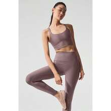 Alo Yoga Airlift Sleek Bra Tank - Mushroom |  | Pilates Set - 菇 - 查看 4