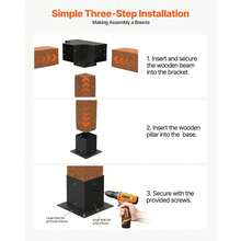 Pergola Bracket Kit, 4x4 Inch (Inner Size 3.5x3.5), 2 Pcs 4-Way Heavy Duty Corner Bracket Woodworks DIY Post Base Kit, Easy Installation Wooden Beams For Gazebos, Patio Pergolas, Log Cabin - 4 Pcs 4 X 4 Inch Cross - View 7
