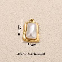 1件套不锈钢18K镀金极简风饰品板、别针、椭圆贝壳、仿珍珠吊坠DIY首饰项链耳环制作套装，适合日常佩戴，不锈钢吊坠 - 吊墜14 - 查看 7