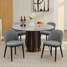 strundghti Upholstered Dining Chairs Set Of 2/4/6,Modern Fabric Kitchen Side Chairs With Thick Cushions And Wood Legs,Comfy Dining Room Chairs With Curved Backrest For Restaurant/Cafe - Xám-4 chiếc - Xem 1