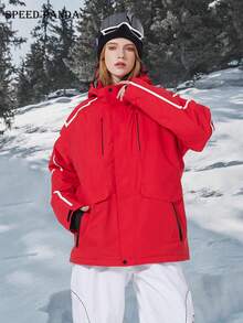 SPEED PANDA 1件防水防風單板滑雪與滑雪外套，男女款運動服（不含配件）滑雪套裝冬季運動紅色 - 紅色 - 查看 2
