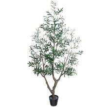 LEMEGO Upgraded Olive Tree Artificial Plants 6ft 7ft Faux Olive Trees With 3 Branches And Lifelike Fruits Outdoor Indoor Realistic Potted Plant For Mordern Home Office Living Room Decor - 綠色 - 查看 11