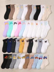 20 Pairs Kids/Children Unisex Casual Short Socks, Suitable For Daily Wear All Year Round, Popular For Spring, Summer, Autumn, Winter - Multicolor - View 4
