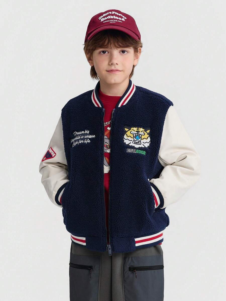 Balabala Kids Boys Baseball Cotton Jacket, Winter 2025 Warm & Stylish