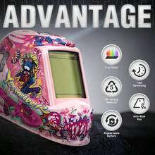 Large View Auto Darkening Welding Helmet, 1111 True Color Powered Hood With 4 Sensors, Wide Shade 35 - 99 - 13 TIG MIG CUT And GRIND - LYG-M800H-PK - 查看 2