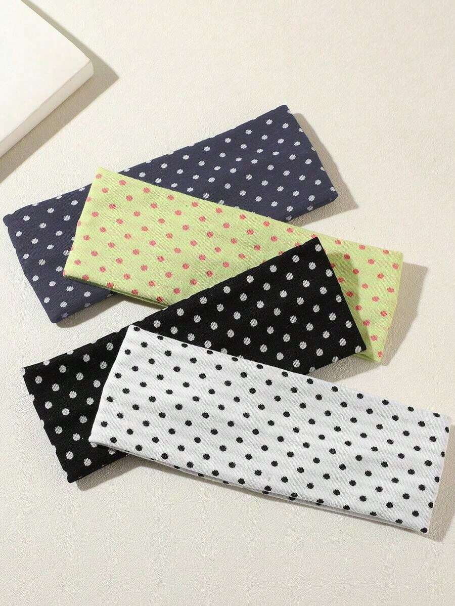 1pc/4pcs Retro Polka Dot Print Elastic Headband For Women Versatile Fashion Accessory For Daily Life Yoga Outdoor Activities Soft Hairband For Fall Winter Elegant Scarf Headwrap Hair Accessories For Vacation Outfits - 4pcs/set - 查看 1