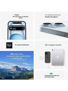 A+، هاتف Apple iPhone 15 مستعمل بسعة 256 جيجابايت، منتج أصلي أصلي بحالة جديدة (99% جديد)؛ هاتف محمول، هاتف، جوالات، ايفون، ايفون، هاتف، هدية غطاء غشاء