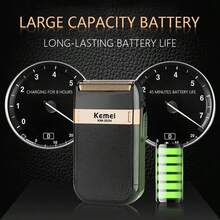 KEMEI 三合一套装：KM-1071 自动磨刀器、KM-2299 雕刻刀、KM-2024 金银双刃剃须刀、USB 快速充电 - 黑色 - 查看 5