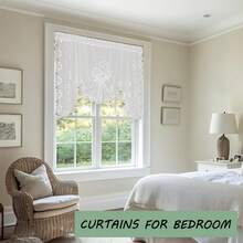 Beige Floral Lace Curtain Swag - Semi-Sheer Rod Pocket Valance For Kitchen, Bathroom, Living Room & Bedroom Half Window, Vintage Farmhouse Decor, 59x39 & 70x39 Inch Options, 1 Panel - 米色(59x39Inch) - 查看 8